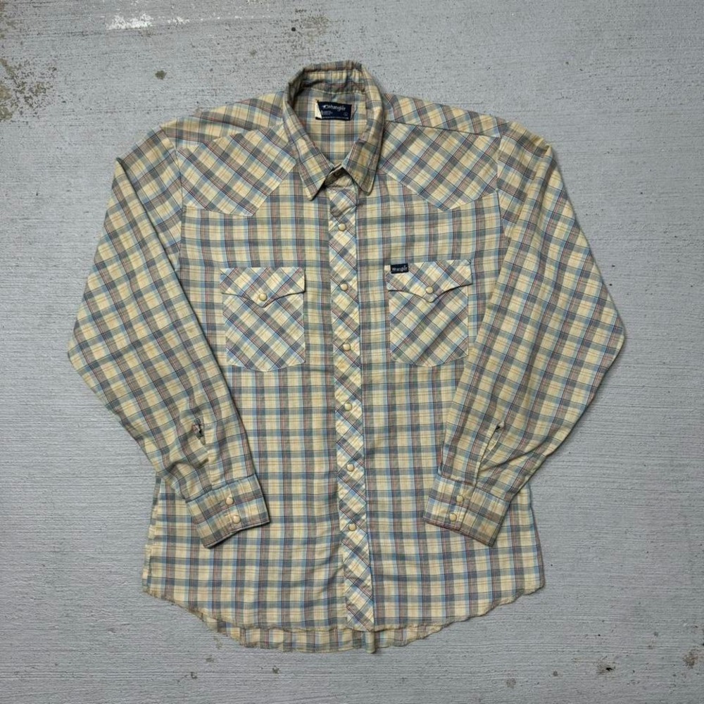 Vintage Wrangler Plaid Pearl Snap Shirt Size Large